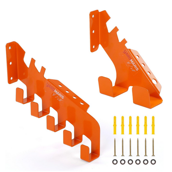 Chainsaw Wall Mount & Chain Hanger, Heavy Duty Chainsaw Holder and Chainsaw Chain Wall Mount Set, Chainsaw Rack with Tool Storage Holes and 5-Chain Hooks for Garage Shed Organization