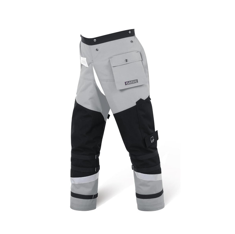 8 Layers Chainsaw Chaps, Heavy Duty Chain Saw Safety Equipment with Adjustable Belt and Gear Pocket, Classic D