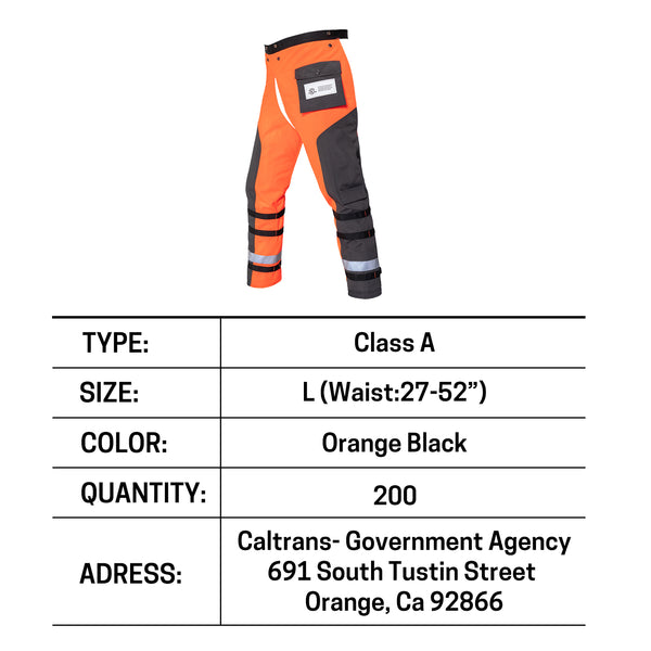 200 pcs Chainsaw Chaps Class A Large Size