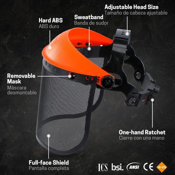 Chainsaw Faceshield, Full Protection Safety Face Mask, Mesh Safety Helmet for Weed Eating Whacking Yard Work