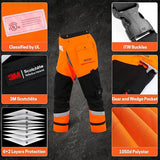 8 Layers Chainsaw Chaps, Heavy Duty Chain Saw Safety Equipment with Adjustable Belt and Gear Pocket, Classic D