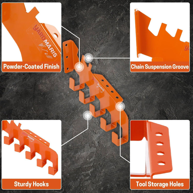Chainsaw Chain Hanger, Chainsaw Chain Wall Mount with 5 Hooks, Heavy Duty Chainsaw Chain Holder, Chainsaw Chain Storage Rack, Chainsaw Accessories Garage Shed Organizer
