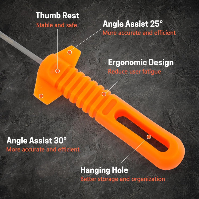 3 Pcs Chainsaw File Kit Includes 5/32", 3/16", 7/32" Round Files with Handle and Storage Bag Professional Chain Saw Sharpener Tool for All Chainsaw Chains