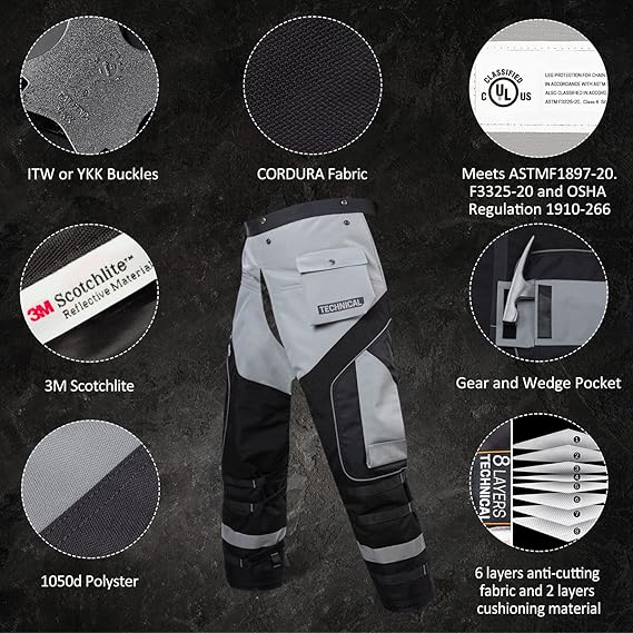 Chainsaw Chaps Technical Version，Chainsaw Protective Pants Wrap, Safety Apron, Class A