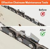 3 Pcs Chainsaw File Kit Includes 5/32", 3/16", 7/32" Round Files with Handle and Storage Bag Professional Chain Saw Sharpener Tool for All Chainsaw Chains