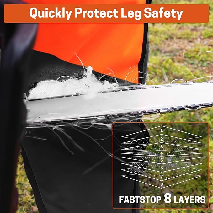 Chainsaw Chaps 8 Layers Heavy Duty Chain Saw Pants Safety Apron with Adjustable Waist and Pocket for Men/Women, Classic C
