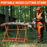 Log Saw Horse, Foldable Steel Sawbuck, 10.6 in Diameter Wood Cutting Stand, Adjustable Sawhorse for Firewood Logging
