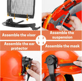 Chainsaw Helmet, Forestry Safety Helmet System with Face and Hearing Protection, Protective Hat with Visor and Muff