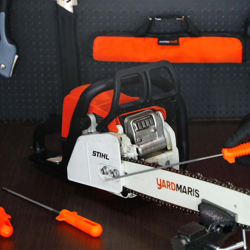 3 Pcs Chainsaw File Kit Includes 5/32", 3/16", 7/32" Round Files with Handle and Storage Bag Professional Chain Saw Sharpener Tool for All Chainsaw Chains