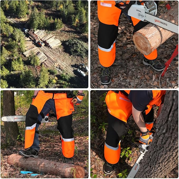 Chainsaw Chaps 8 Layers Heavy Duty Chain Saw Pants Safety Apron with Adjustable Waist and Pocket for Men/Women, Classic C