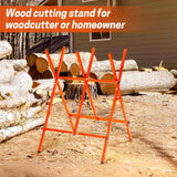 Log Saw Horse, Foldable Steel Sawbuck, 10.6 in Diameter Wood Cutting Stand, Adjustable Sawhorse for Firewood Logging