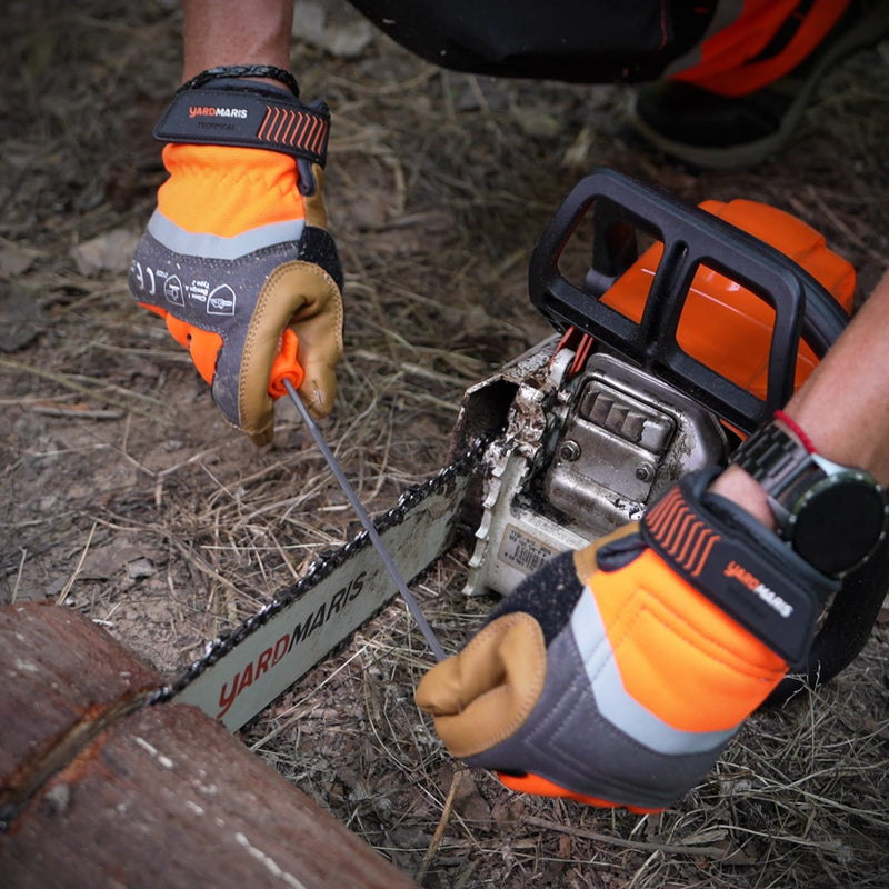 3 Pcs Chainsaw File Kit Includes 5/32", 3/16", 7/32" Round Files with Handle and Storage Bag Professional Chain Saw Sharpener Tool for All Chainsaw Chains
