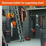 Chainsaw Wall Mount & Chain Hanger, Heavy Duty Chainsaw Holder and Chainsaw Chain Wall Mount Set, Chainsaw Rack with Tool Storage Holes and 5-Chain Hooks for Garage Shed Organization