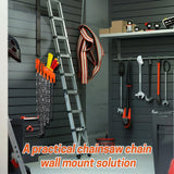 Chainsaw Chain Hanger, Chainsaw Chain Wall Mount with 5 Hooks, Heavy Duty Chainsaw Chain Holder, Chainsaw Chain Storage Rack, Chainsaw Accessories Garage Shed Organizer